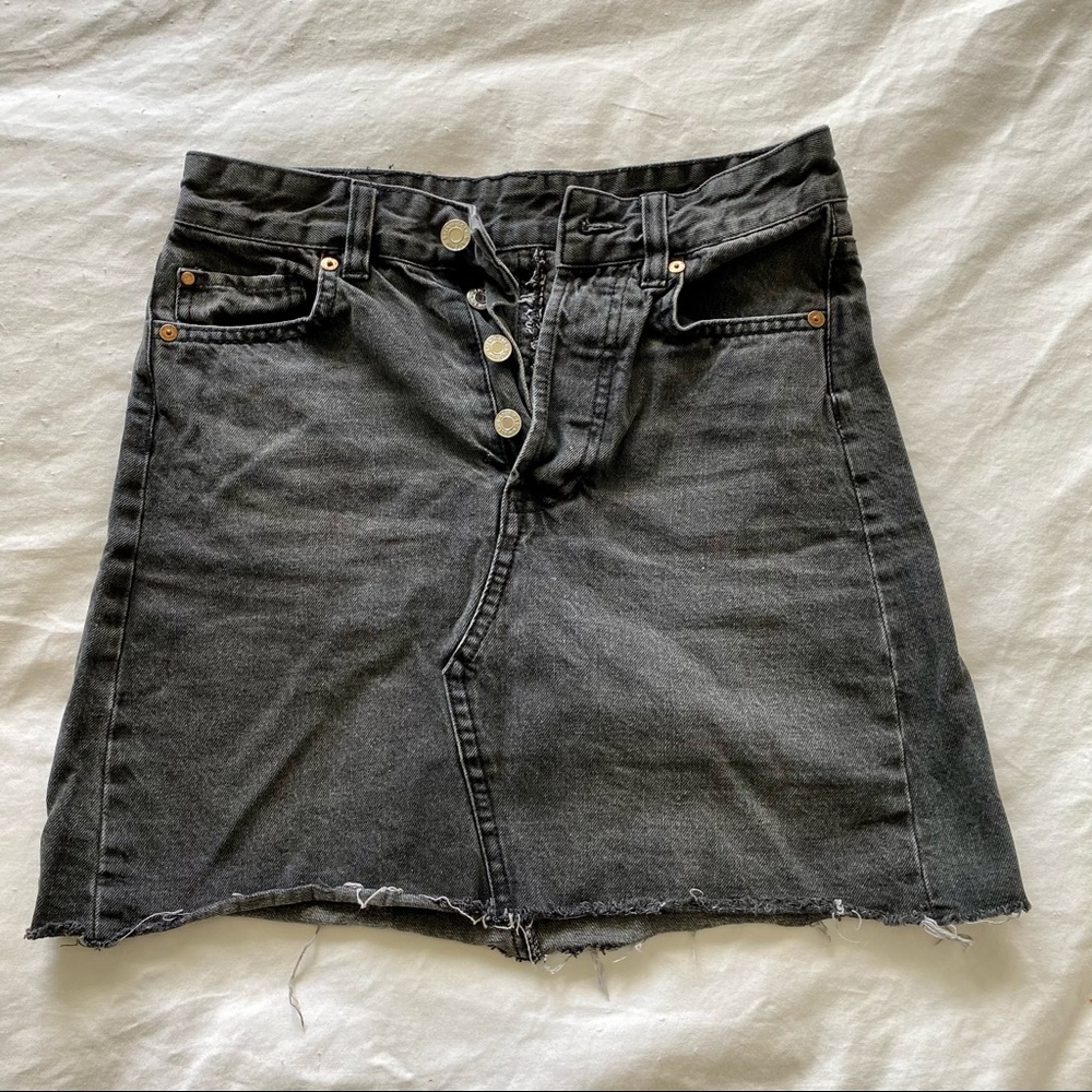 Black denim mini skirt